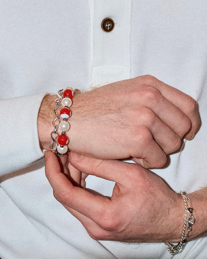 Billiards Pearl Bracelet in Red