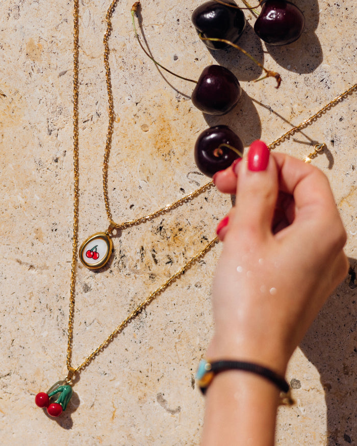 necklace with cherry pendant