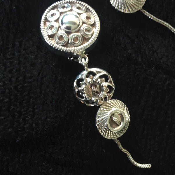 Hanging By a Thread Triple Button Earring