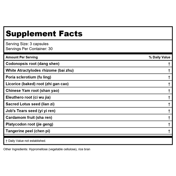 Health Concerns Shen Ling 90 Tablets - Supplement Facts panel