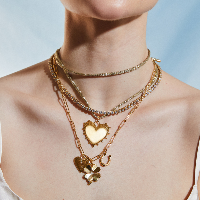 Heart of Gold Charm on Gold Cord
