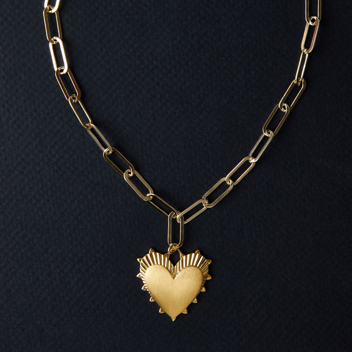 Heart of Gold Charm on Jumbo Link