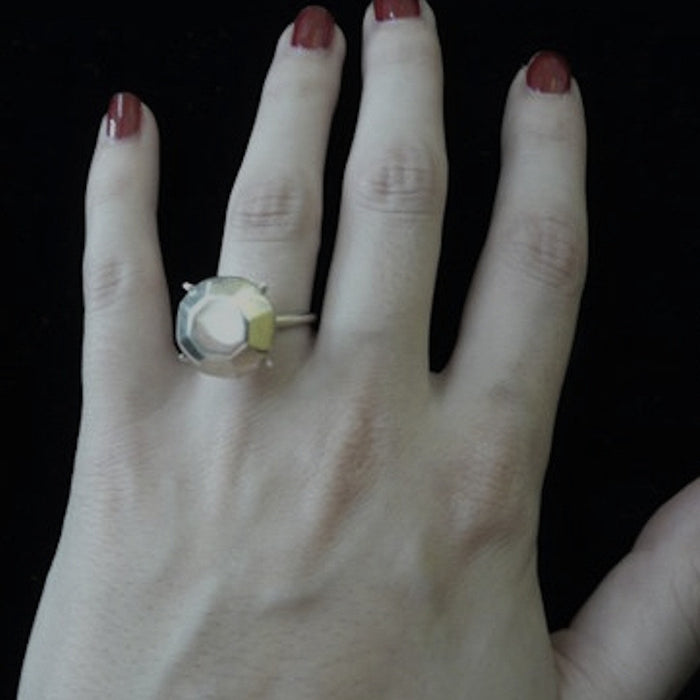 "Sterling silver Hopeless Diamond 8-karat faux diamond cocktail ring, Shiny Finish, handmade by Fables in the Air"