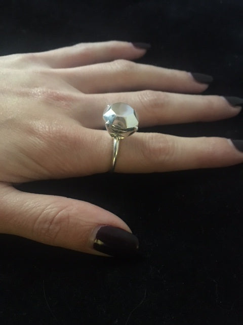 "Sterling silver Hopeless Diamond 8-karat faux diamond cocktail ring, Shiny Finish, handmade by Fables in the Air"