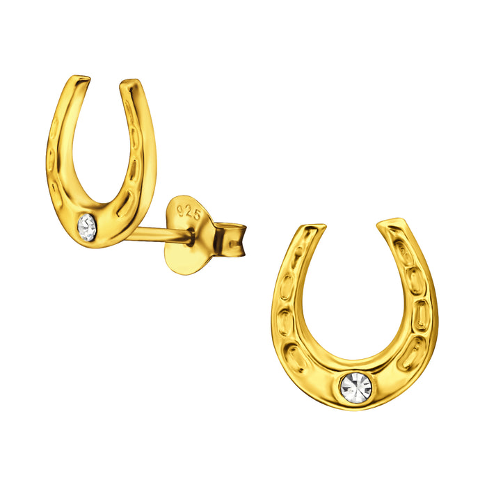 Horseshoe stud earrings in sterling silver