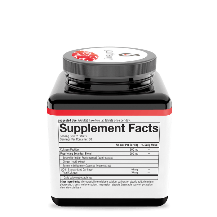 JUC2.00752 Youtheory Joint Complex (UC2) 60 Tablets Nutrition Facts Panel