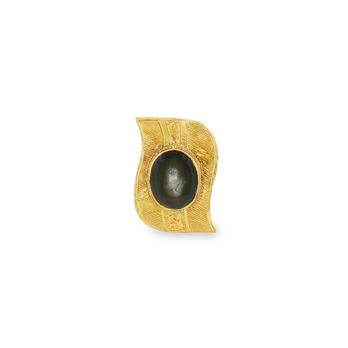 JT ESTATE 14K Yellow Gold Black Star Sapphire Tie Tack