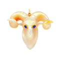 JT ESTATE 14K Yellow Gold Mother Of Pearl Ram Pendant