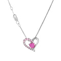 JT ESTATE Sterling Silver Amethyst And Pink Lab Sapphire Heart Pendant
