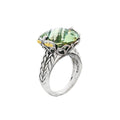 JT ESTATE Sterling Silver And 18K Yellow Gold Overlay Green Quartz Ring