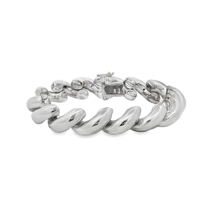JT ESTATE Sterling Silver Macaroni Link Bracelet