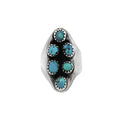 JT ESTATE Sterling Silver Six-Turquoise Antique Ring