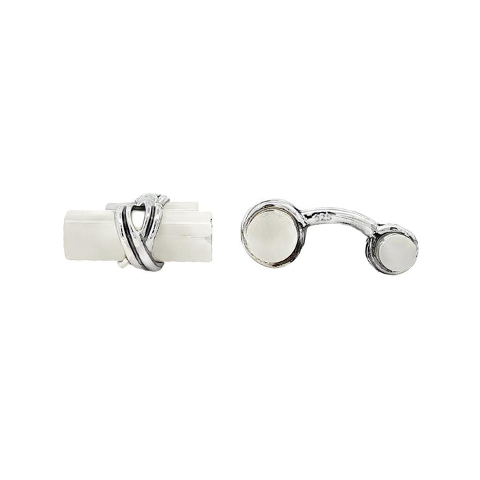 JT ESTATE Sterling Silver Tiffany & Co. Mother Of Pearls Cuff Links