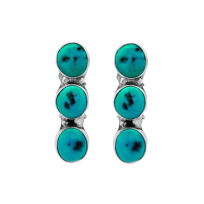 JT ESTATE Sterling Silver Turquoise Clip-On Earrings
