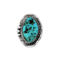 JT ESTATE Sterling Silver Turquoise Rope Detailed Solitaire Ring