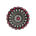 JT ESTATE Sterling Silver Violet Glass And Marcasite Medallion Brooch