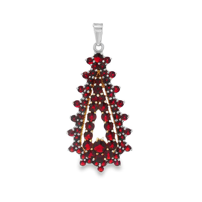 JT ESTATE Yellow Gold Plated Sterling Silver Garnet Teardrop Pendant