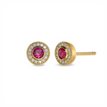 July Birthstone Gold Vermeil Simulated Ruby Halo Earrings