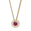 July Birthstone Gold Vermeil Simulated Ruby Halo Pendant