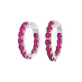 July Birthstone Sterling Silver Lab Grown Ruby Inside Out Earrings