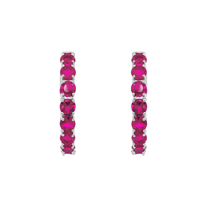 July Birthstone Sterling Silver Lab Grown Ruby Inside Out Earrings