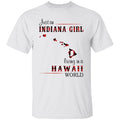 Just An Indiana Girl Living In A Hawaii World T-Shirt - T-shirt Born Live Plaid Red Teezalo