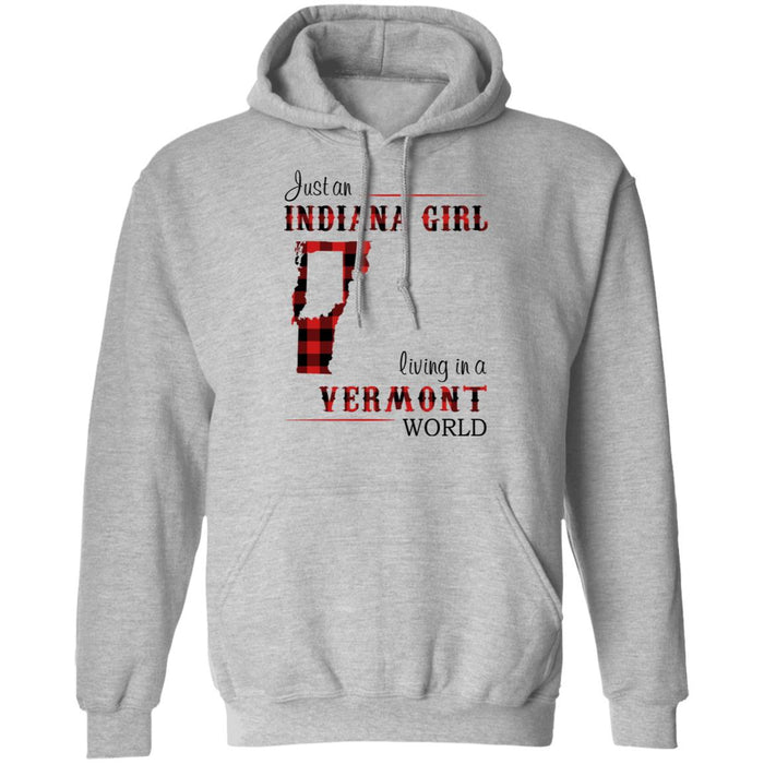 Just An Indiana Girl Living In A Vermont World T- Shirt - T-shirt Born Live Plaid Red Teezalo