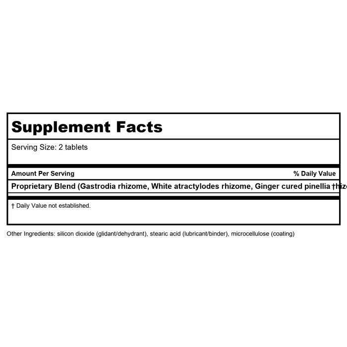 Kan Herb Essentials Subdue Internal Wind 1oz - Supplement Facts panel