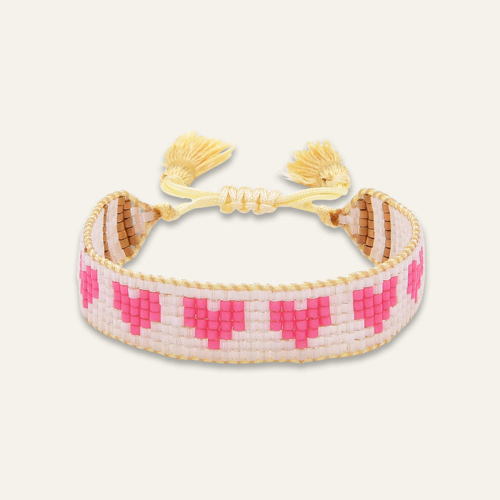 Kids' Pink Hearts Beaded Bracelet