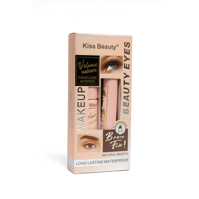 Kiss Beauty Volume Mascara Brow Fix. Set profesional pentru ochi