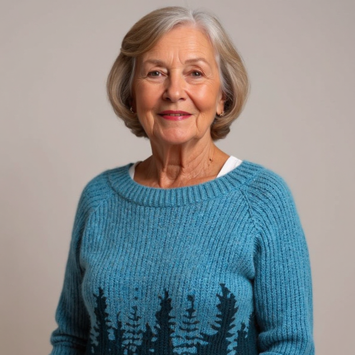 Knitted Blouse with Forest-Inspired Pattern