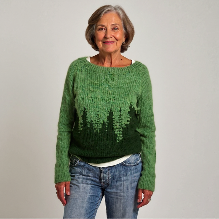 Knitted Sweater with Nature-Inspired Pattern