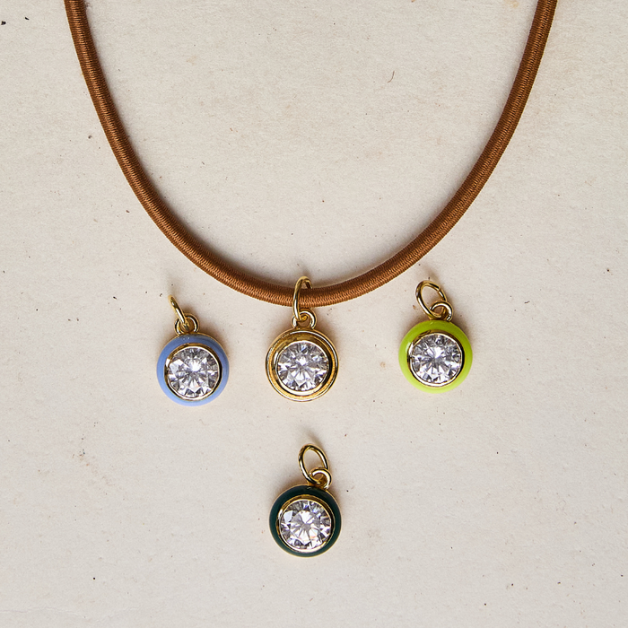 Bezel Clasp Cord Necklace with charm options