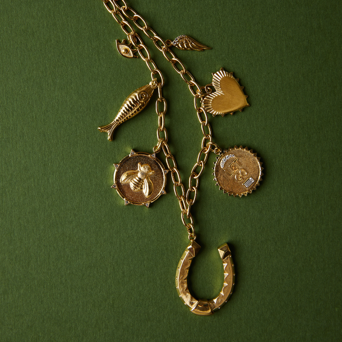 Small Heart of Gold Charm, Chunky Chain