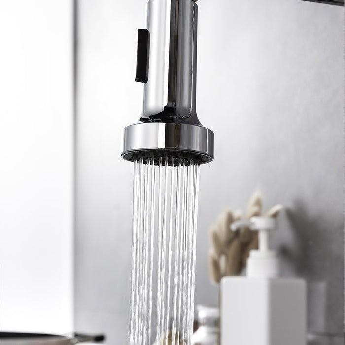 Lexora Lanuvio Brass Kitchen Faucet w/ Pull Out Sprayer - Chrome LKFS6011CH - MyBBQDirect