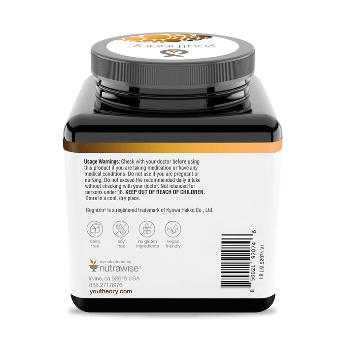 LM.92074.BTL Youtheory Lion's Mane + Capsules Product Image - Nutrition Panel