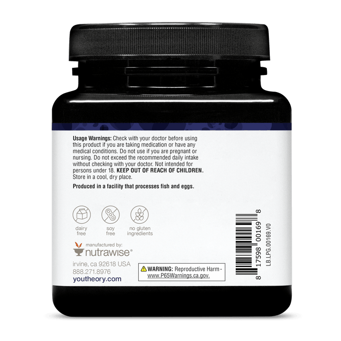 LPG.00169.BTL Youtheory Liposomal Glutathione+ Product Image - Back