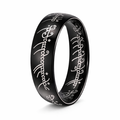 Lord of the Rings Black Tungsten Band with Elvish Script | 8mm