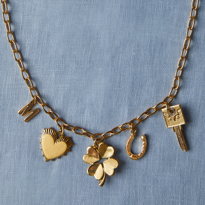 MAMA Compass Key on custom charm necklace on Chunky Chain