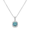 March Birthstone Sterling Silver Created Aquamarine Halo Pendant