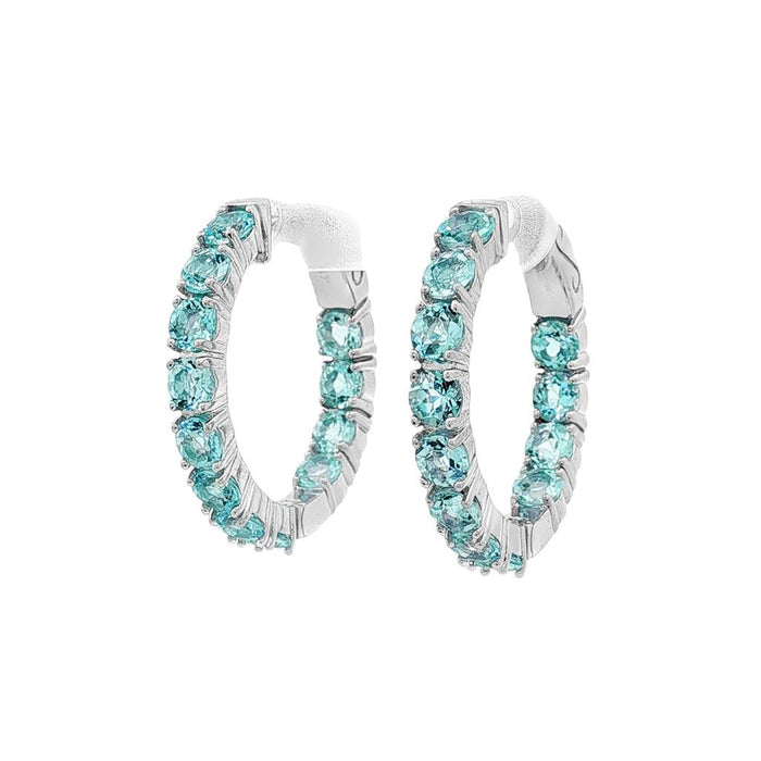 March Birthstone Sterling Silver Sky Blue Topaz Inside Out Earrings