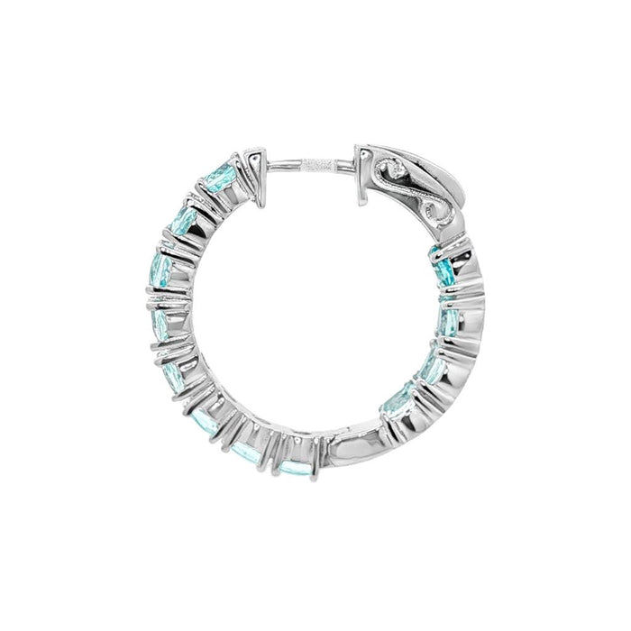March Birthstone Sterling Silver Sky Blue Topaz Inside Out Earrings