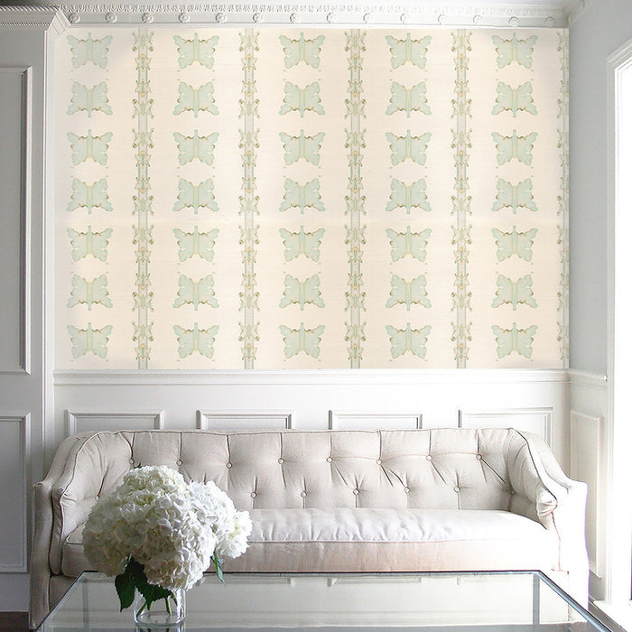 Mariposa in Verde Grasscloth Wallcovering