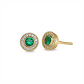 May Birthstone Gold Vermeil Simulated Emerald Halo Earrings