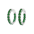 May Birthstone Sterling Silver Lab Grown Emerald Inside Out Earrings
