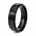 Men's Black Titanium Spinner Ring with Flat Profile and Glossy Finish | 8mm
