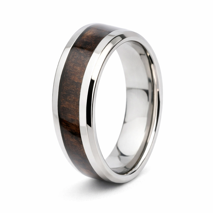 Men's Titanium Ring with Brazilian Rosewood Center Inlay | 8mm