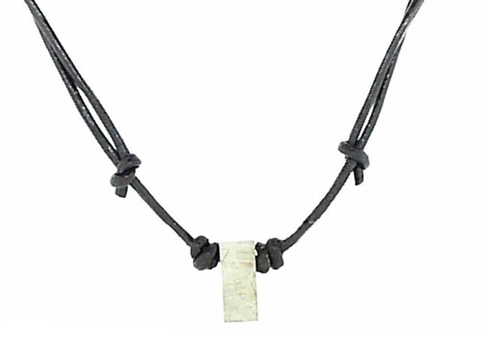 Meteorite Open Rectangle On Adjustable Leather Cord