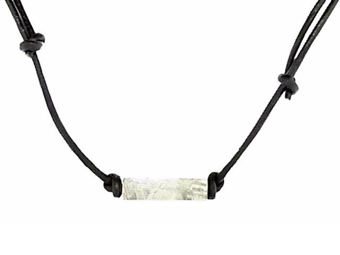 Meteorite Square Open Bar On Adjustable Leather Cord
