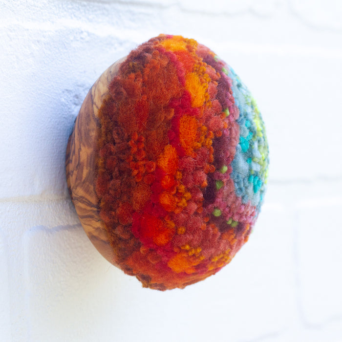 Midi Puff in Olive Wood Frame | Green + Orange
